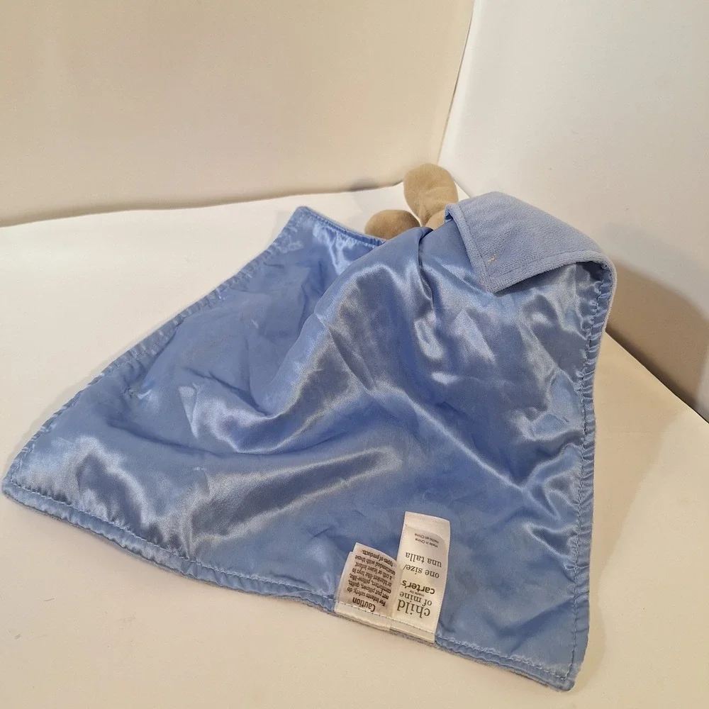 Carter's Blue Brown‎ Monkey Satin Blanket Plush 12